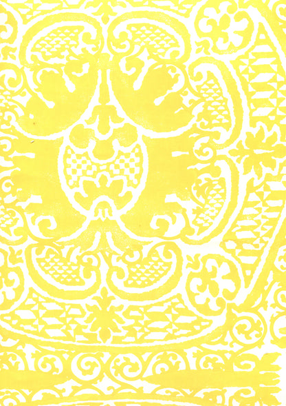 Veneto Langdon Yellow on Almost White wallpaper by Quadrille