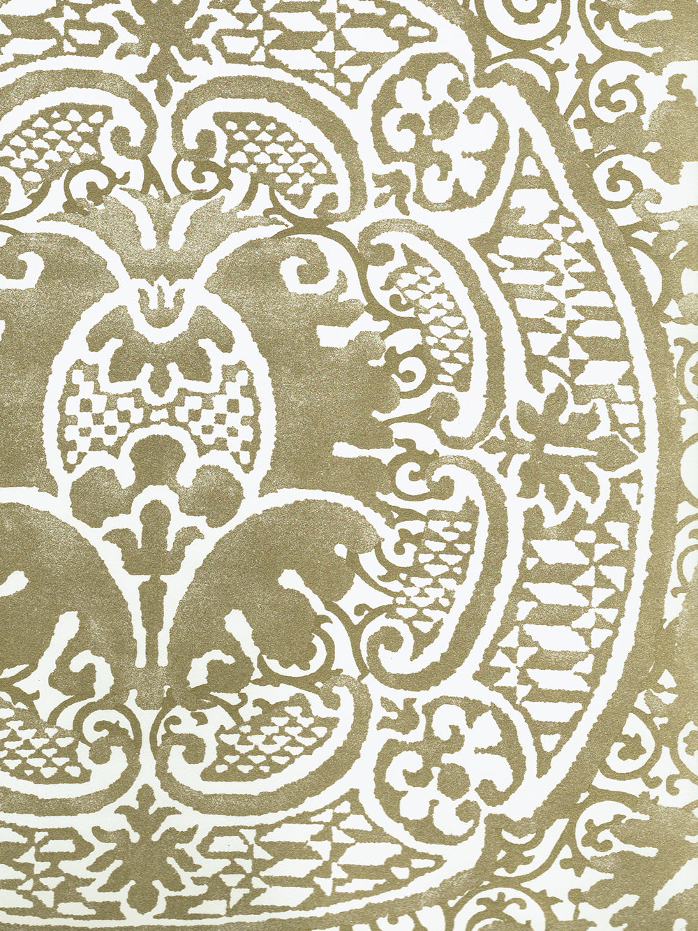 Veneto Gold Metallic on Off White wallpaper by Quadrille