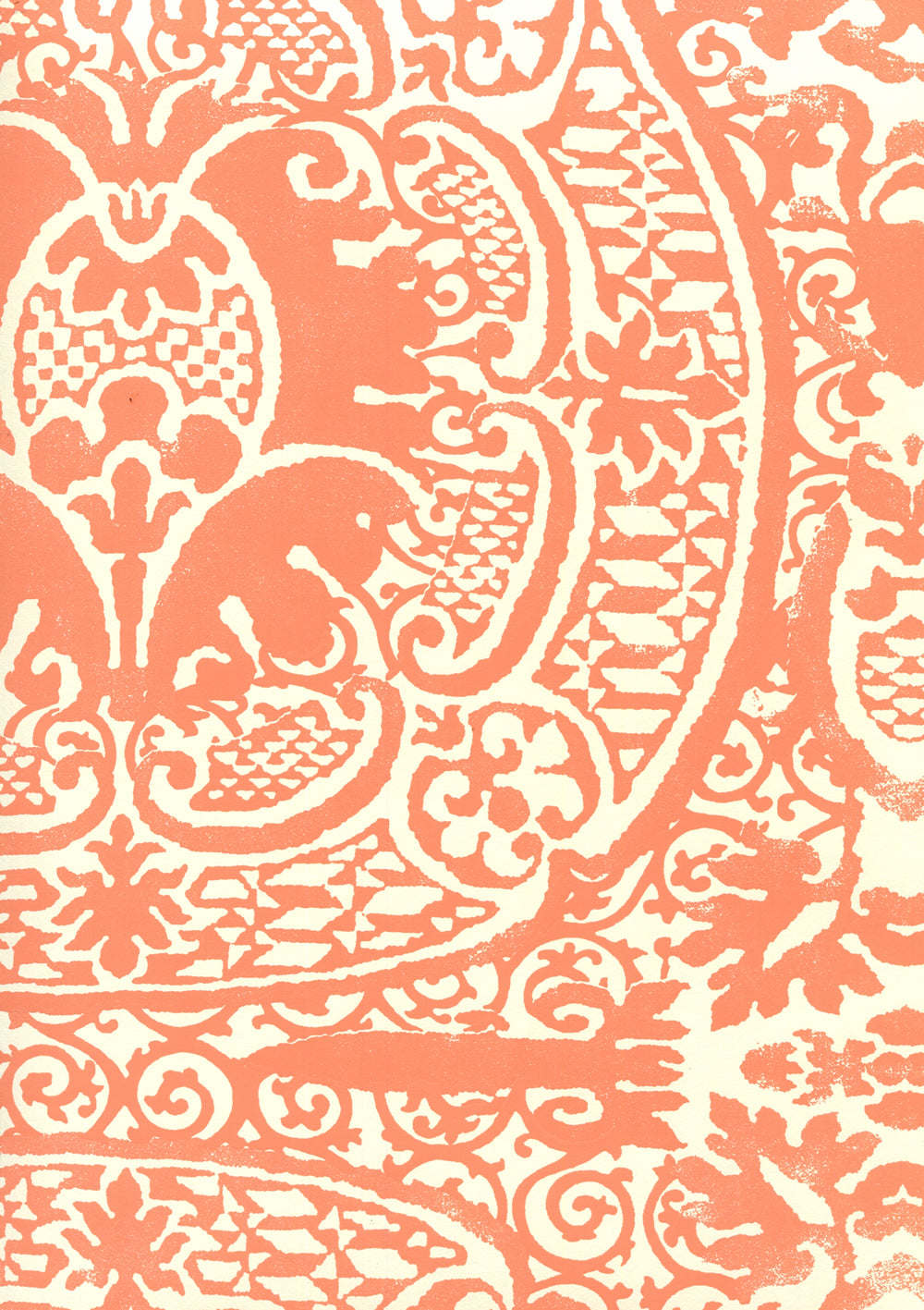 Veneto Terracotta on Off White wallpaper by Quadrille
