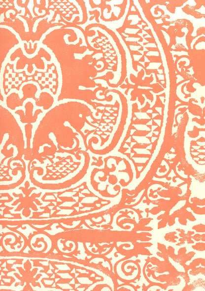 Veneto Terracotta on Off White wallpaper by Quadrille