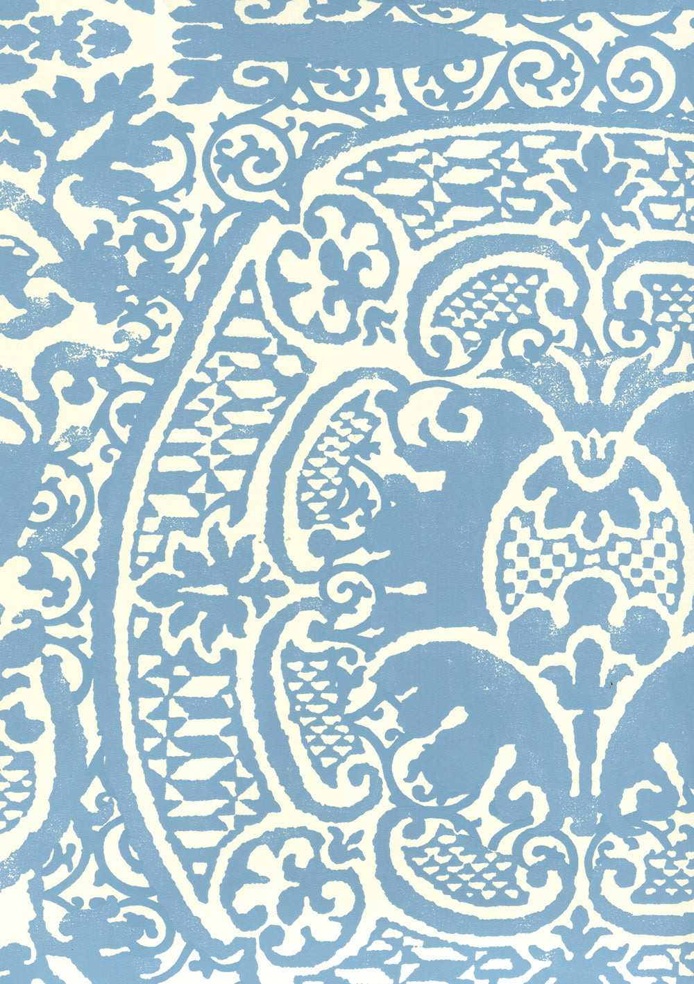 Veneto Denim Blue on Off White wallpaper by Quadrille