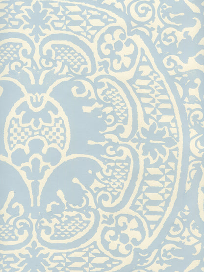 Veneto Windsor Blue on Off White wallpaper by Quadrille