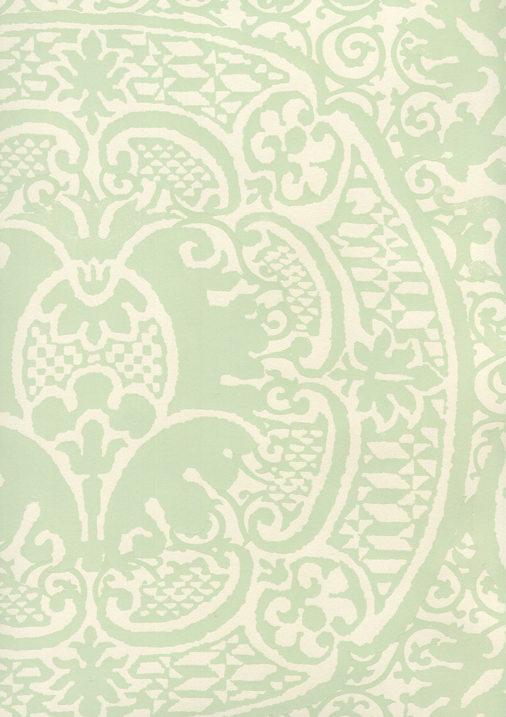 Veneto Soft French Green on Off White wallpaper by Quadrille