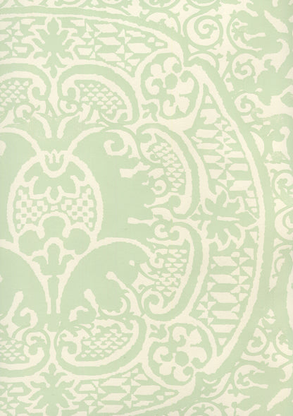 Veneto Soft French Green on Off White wallpaper by Quadrille