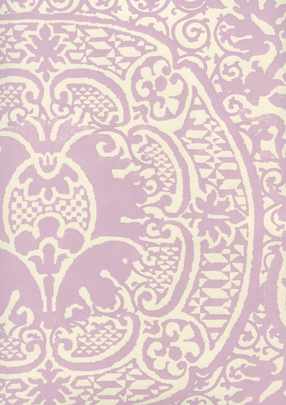 Veneto Soft Lavender on Off White wallpaper by Quadrille