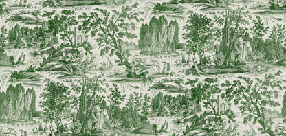 Verdant Toile Green mural by Rebel Walls