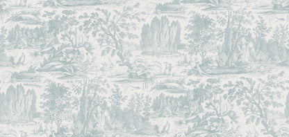 Verdant Toile Light Blue mural by Rebel Walls