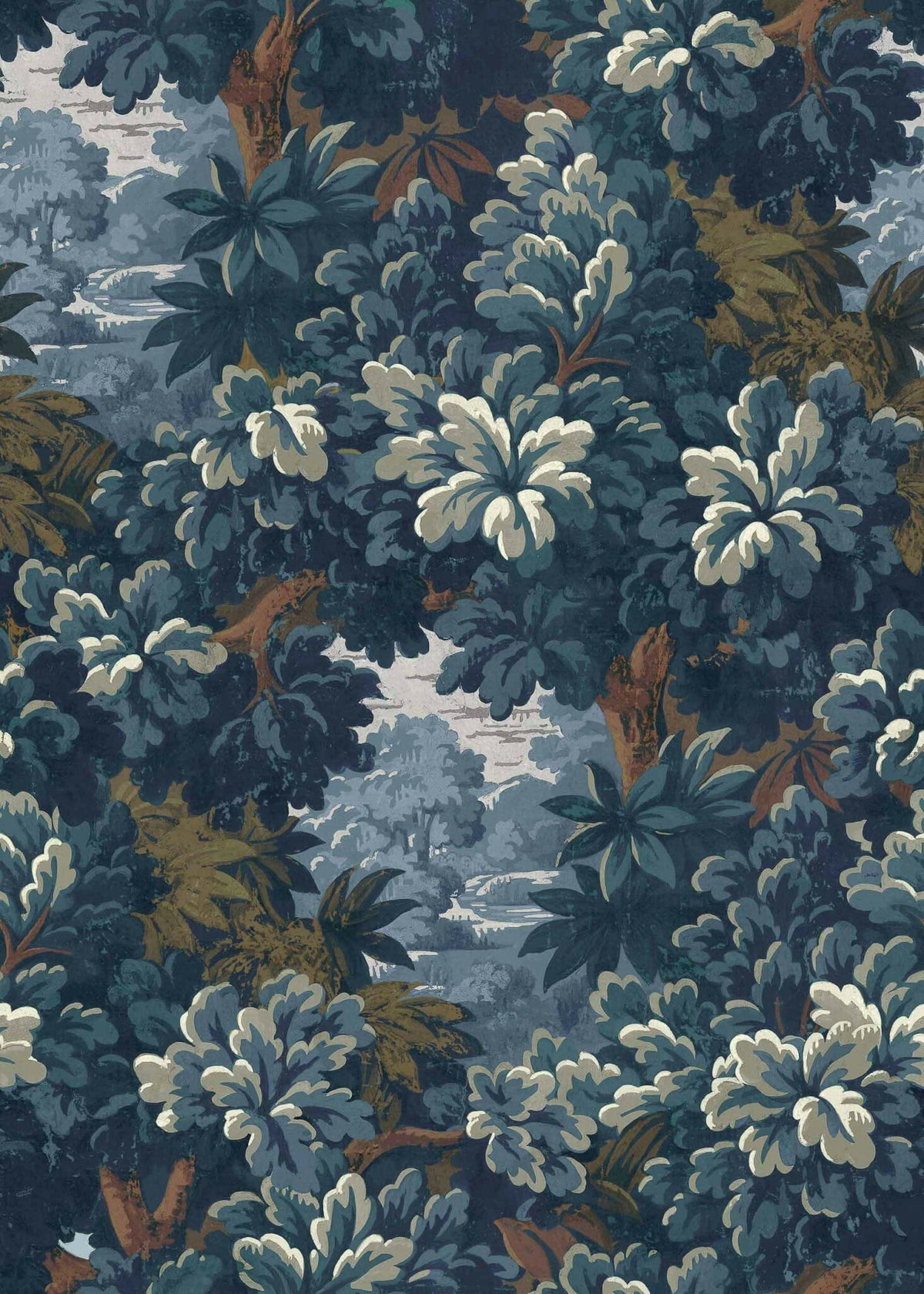 Verdure 16th fabric by Coordonné in Blue, flat pattern view
