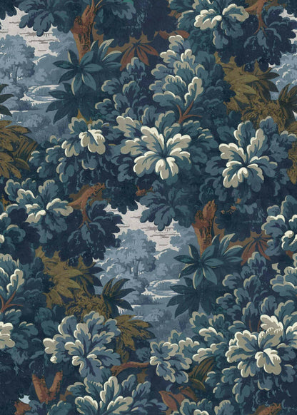Verdure 16th fabric by Coordonné in Blue, flat pattern view