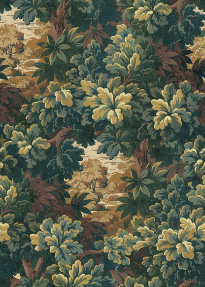 Verdure 16th fabric by Coordonné in Curry, flat pattern view