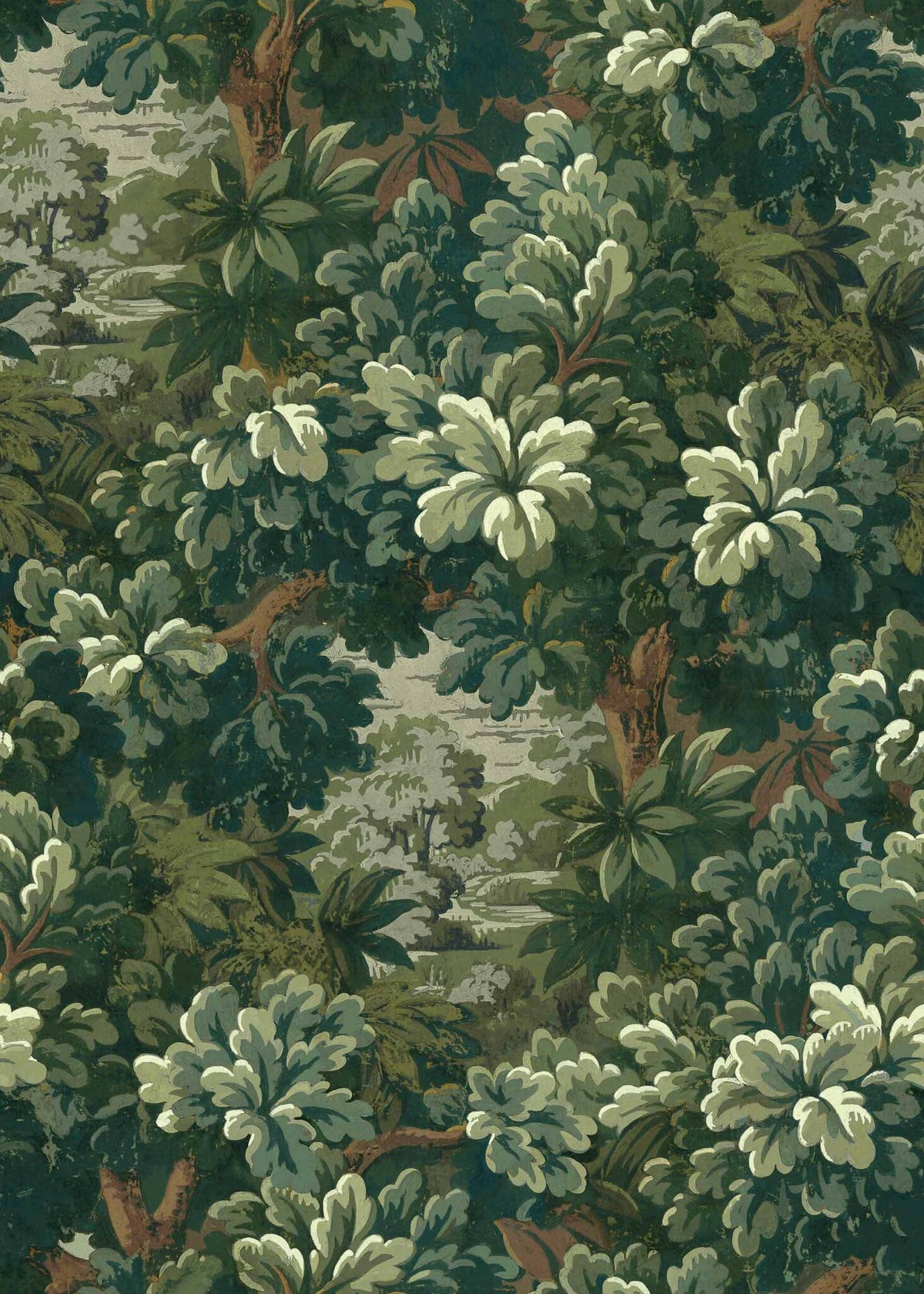 Verdure 16th fabric by Coordonné in Green, flat pattern view