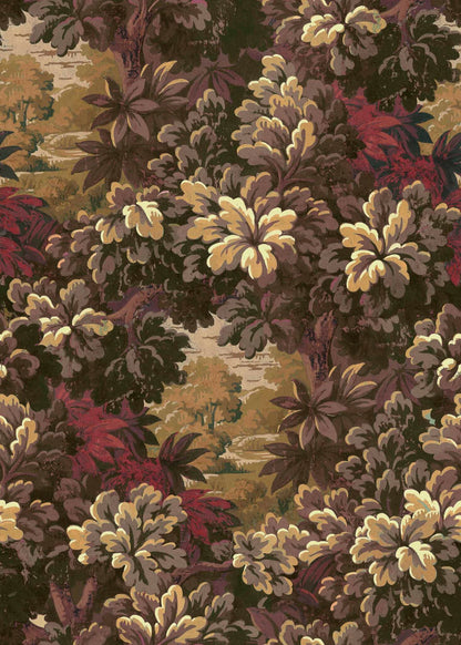 Verdure 16th fabric by Coordonné in Vermillion, flat pattern view