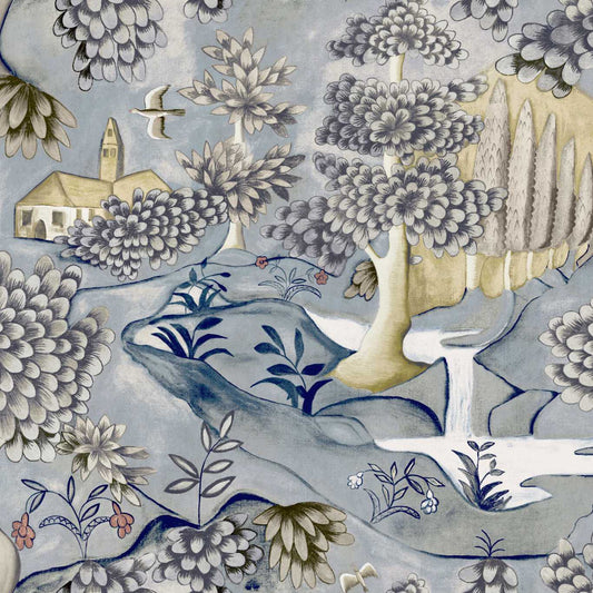 Verdure Lead Blue mural by Zoffany