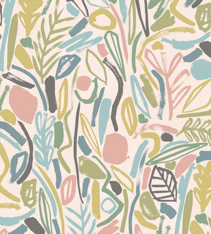 Verdure Wallpaper by Ohpopsi Blush & Petrol