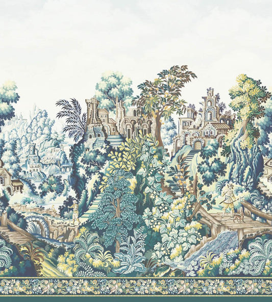 Verdure Tapestry Silk Mural by Cole & Son Teal