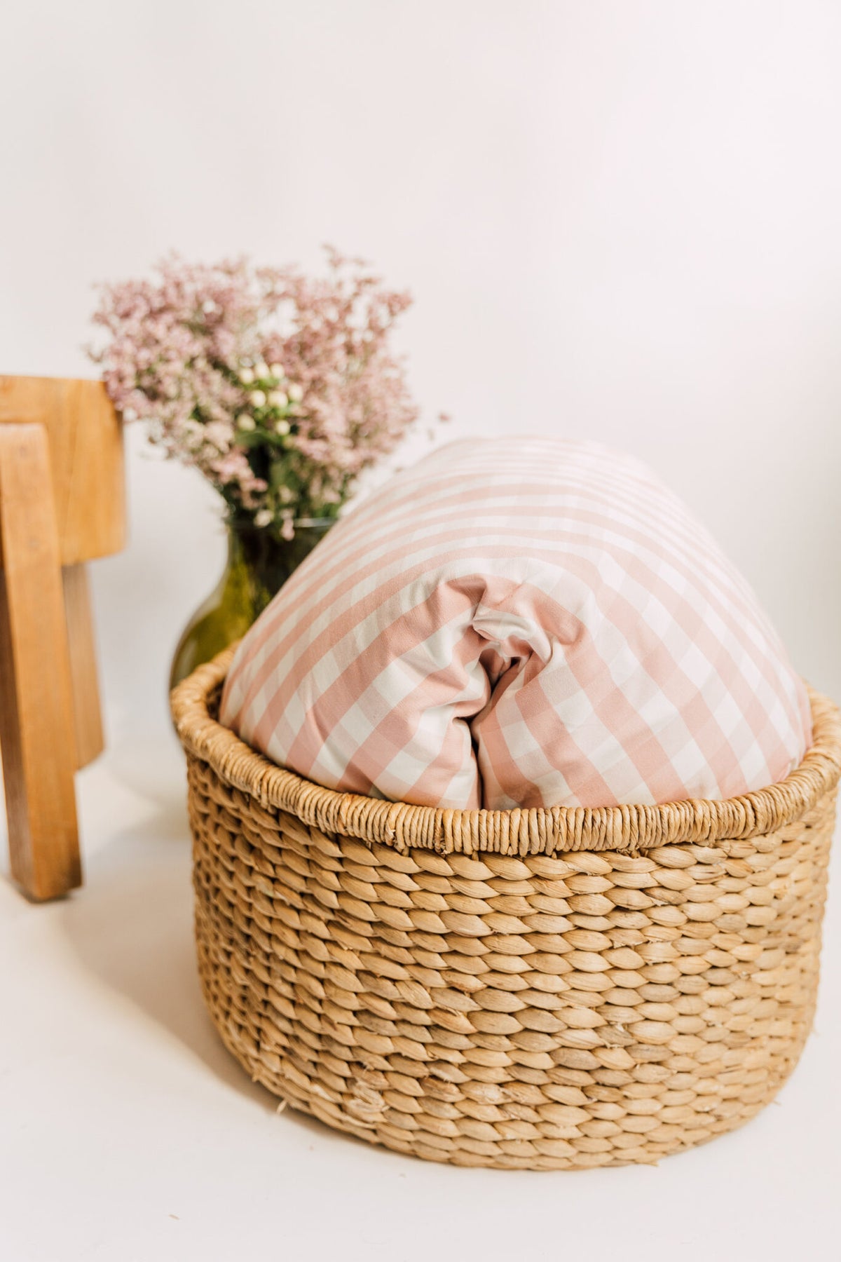 Vichy fabric by Coordonné in Pink, shown in a styled room
