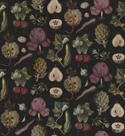 Vintage Greens Black mural by Rebel Walls