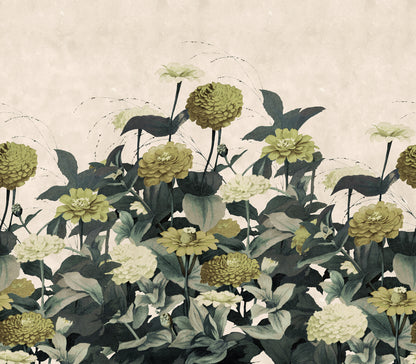 Vintage Meadow Yellow mural by Rebel Walls