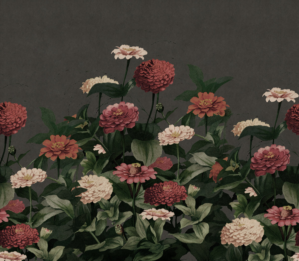 Vintage Meadow Dark mural by Rebel Walls