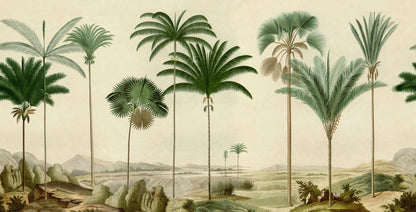 Vintage Palms Green mural by Rebel Walls