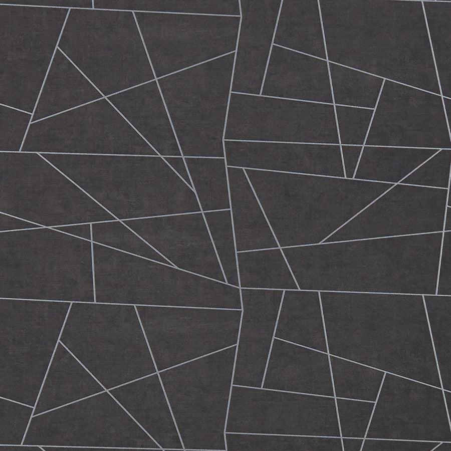 Vinyl Abstract Geometric Wallpaper by Phillip Jeffries in Charcoal Lines (PJ 6496)
