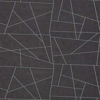 Vinyl Abstract Geometric Wallpaper by Phillip Jeffries in Charcoal Lines (PJ 6496)