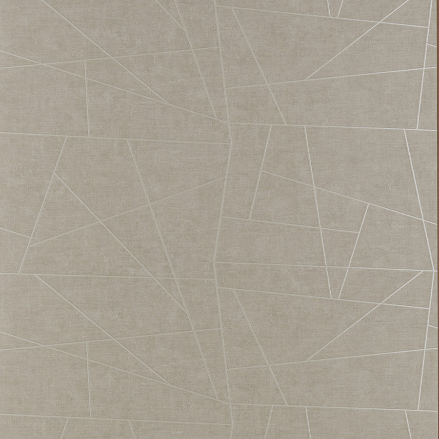 Vinyl Abstract Geometric Wallpaper by Phillip Jeffries in Greige Graphic (PJ 6491)