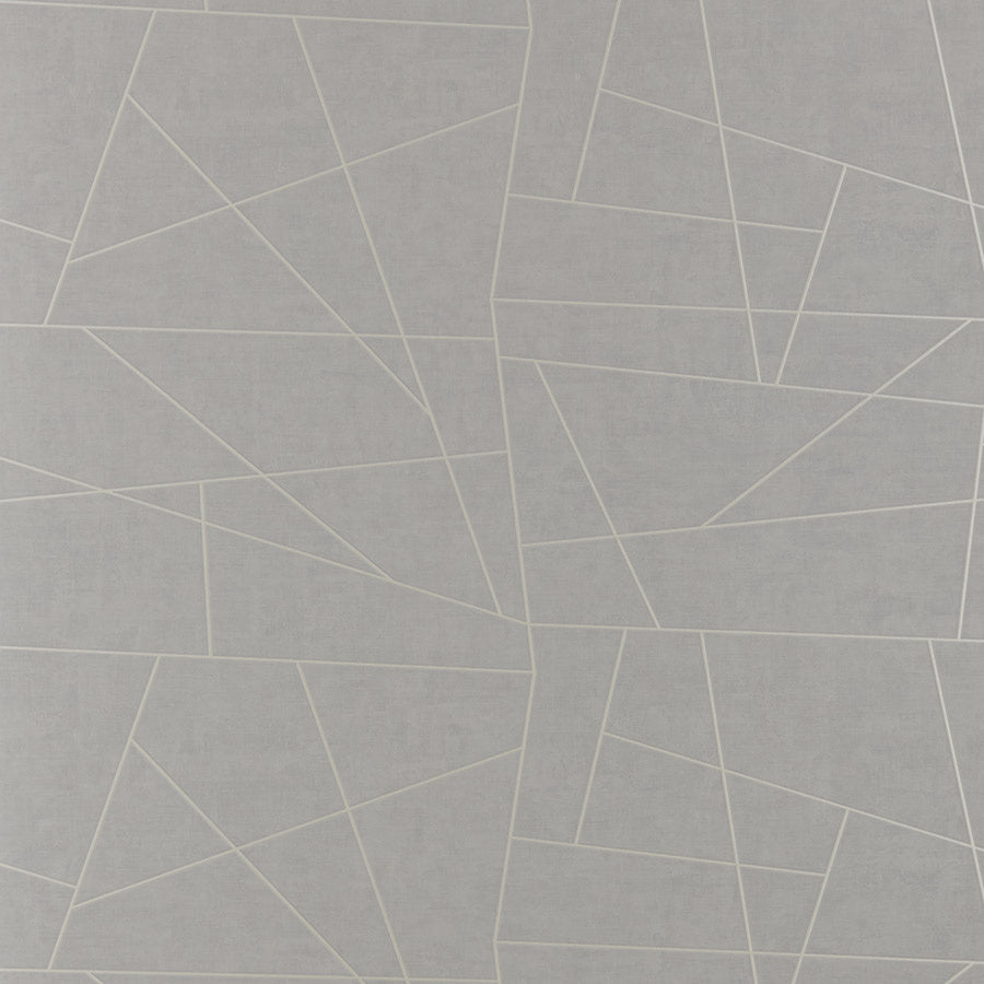 Vinyl Abstract Geometric Wallpaper by Phillip Jeffries in Grey Framed (PJ 6490)