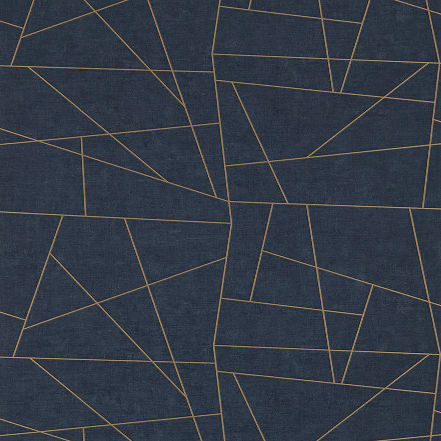 Vinyl Abstract Geometric Wallpaper by Phillip Jeffries in Navy Fragment (PJ 6495)