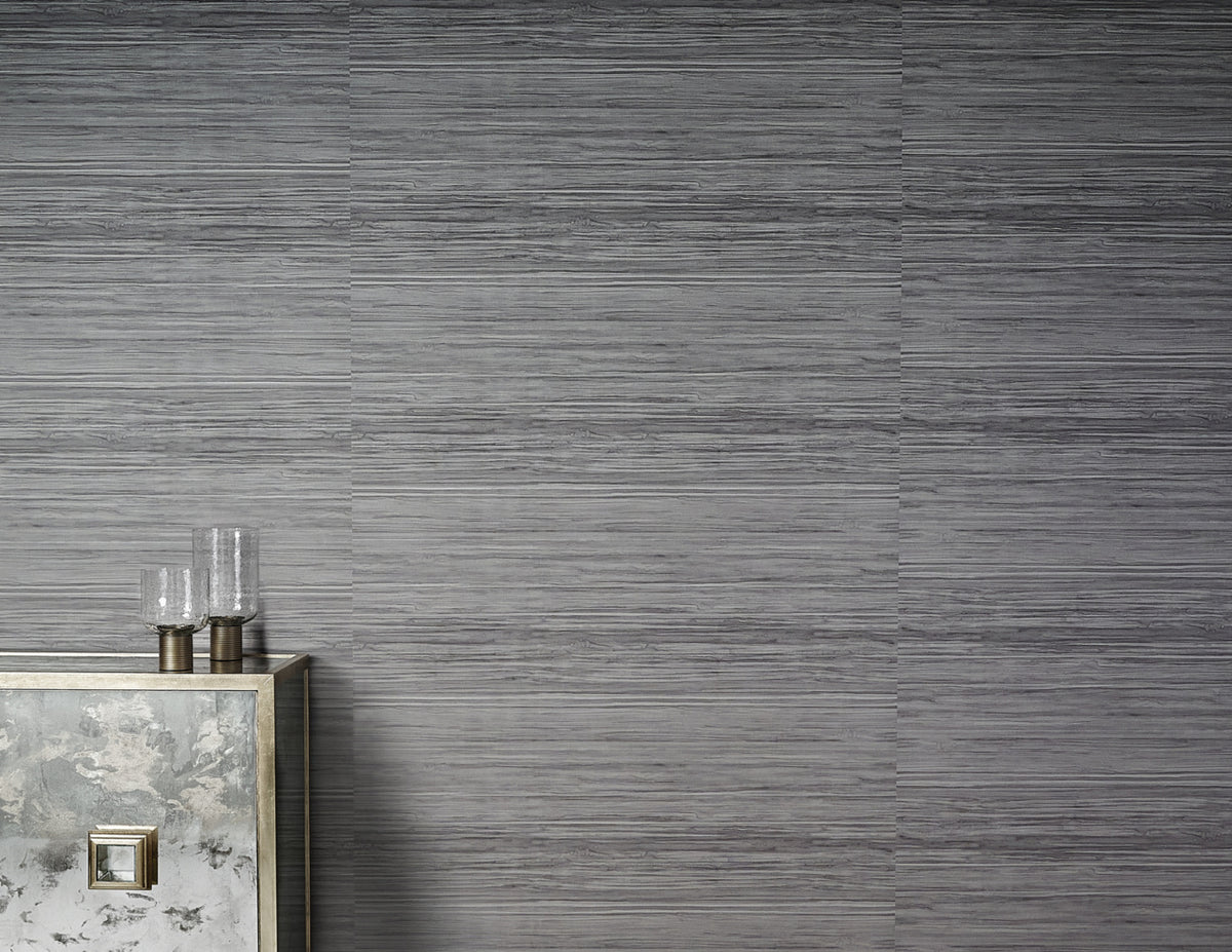 Vinyl Horizons Wallpaper by Phillip Jeffries in Bianco, shown installed in a room setting