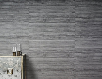 Vinyl Horizons Wallpaper by Phillip Jeffries in Bianco, shown installed in a room setting