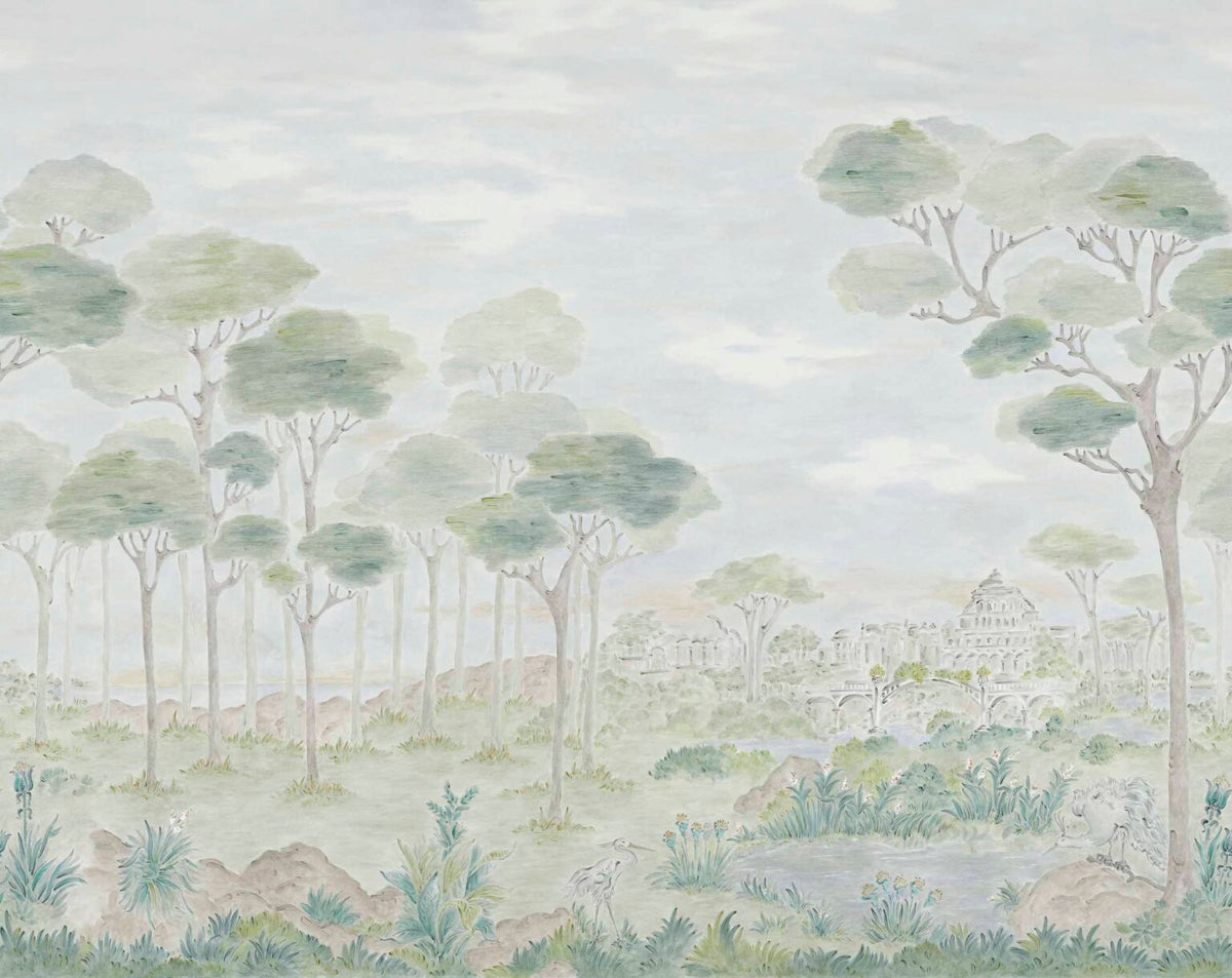 Vista Hermosa mural by Coordonné in Nube, flat pattern view