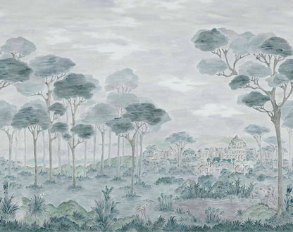 Vista Hermosa mural by Coordonné in Sage, flat pattern view