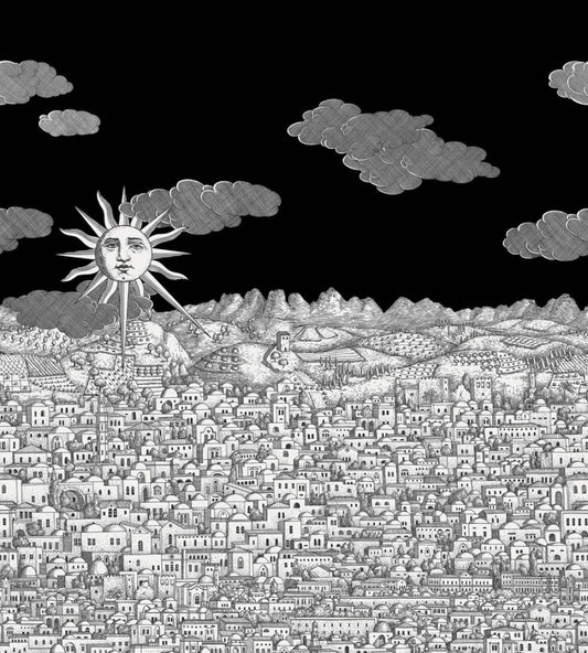 Vista Mediterranea Mural by Cole & Son Charcoal Sky