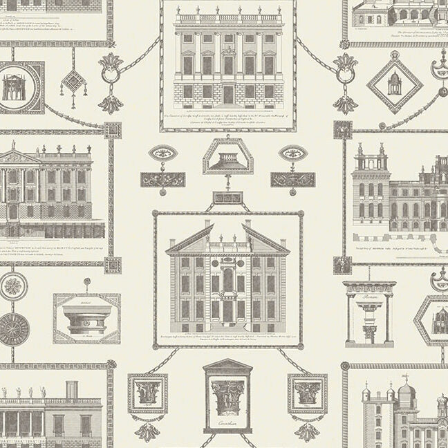Vitruvius Toile Wallpaper by Nile & York in Charcoal