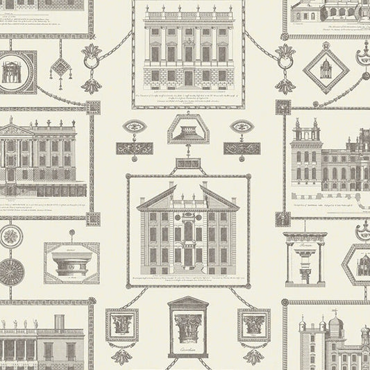 Vitruvius Toile Wallpaper by Nile & York in Charcoal