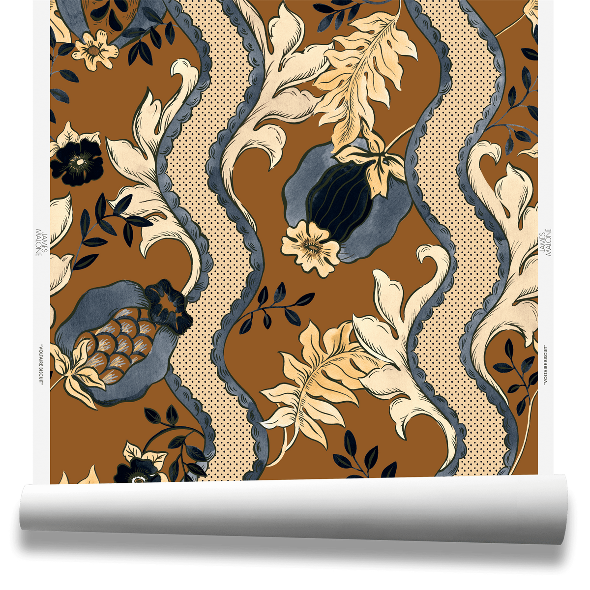 Voltaire Wallpaper by James Malone in Biscuit