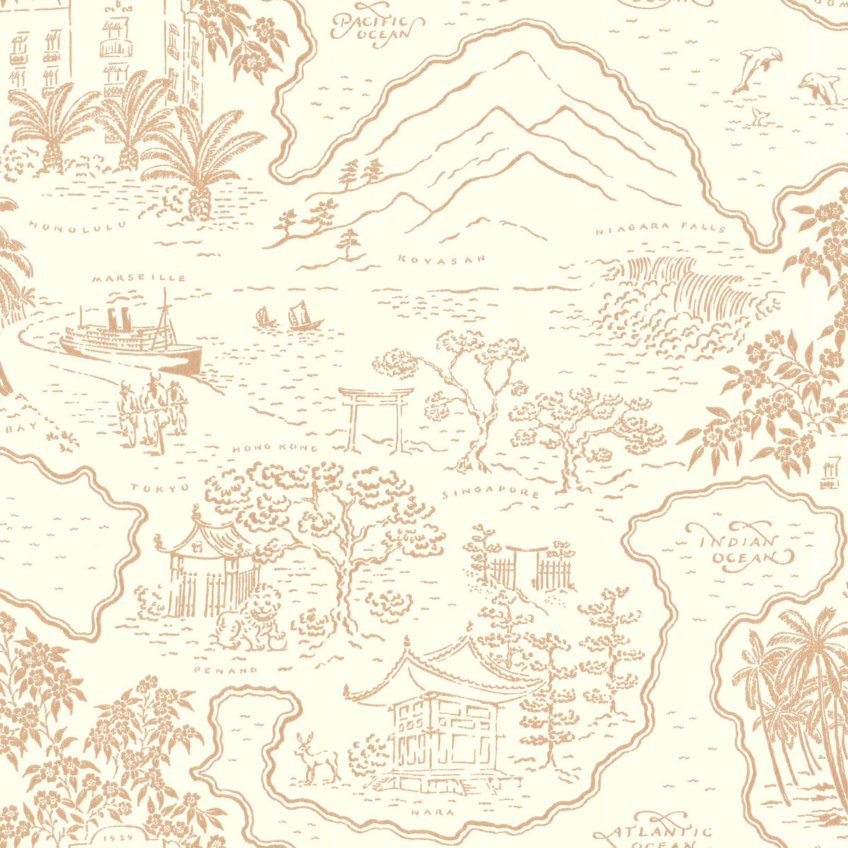 Voyage 1929 Wallpaper by Langelid Von Bromssen in Cinnamon
