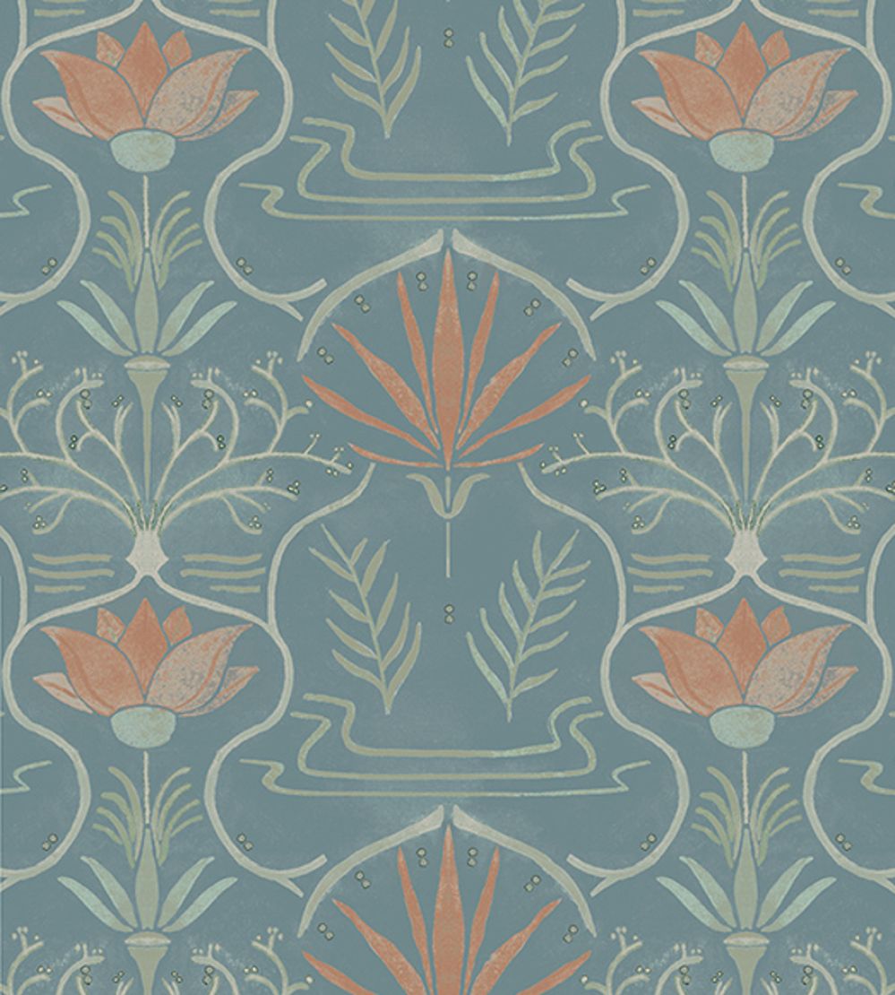 Voysey Wallpaper by Tres Tintas Light blue
