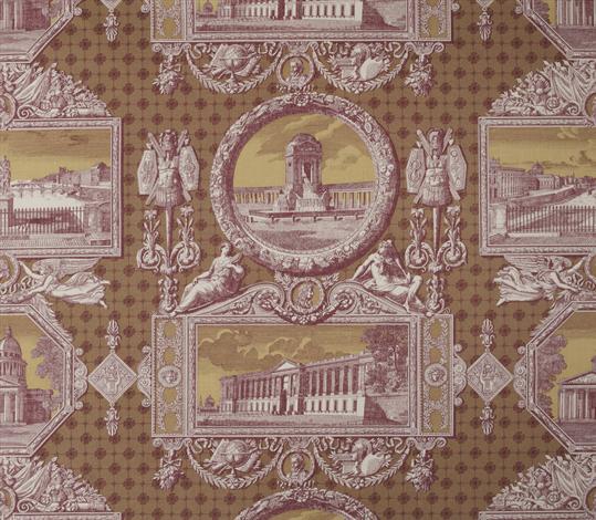 Les Vues de Paris Fabric by Marvic Textiles in Maroon