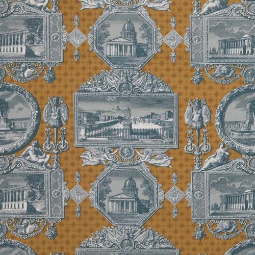 Les Vues de Paris Fabric by Marvic Textiles in Old Gold
