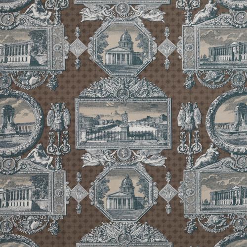 Les Vues de Paris Fabric by Marvic Textiles in Brown
