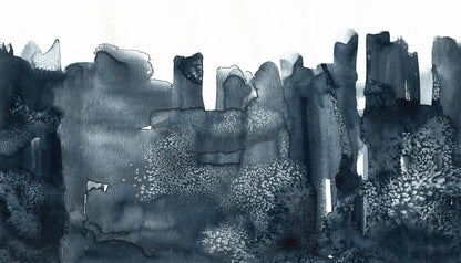Watercolor City Blue mural by Rebel Walls