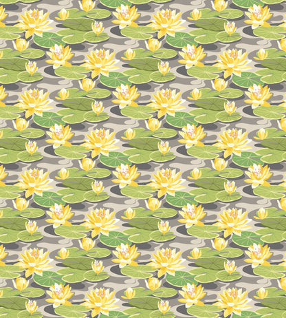 Waterlily Wallpaper by Ohpopsi Charcoal & Mustard