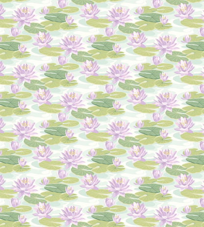 Waterlily Wallpaper by Ohpopsi Powder Blue & Lilac