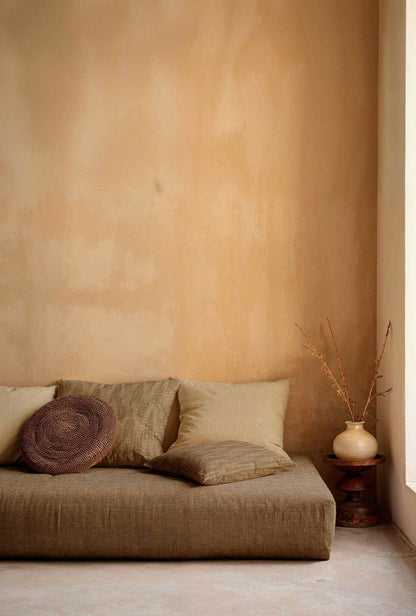 Wave Dune fabric by Coordonné in Jute, shown in a styled room