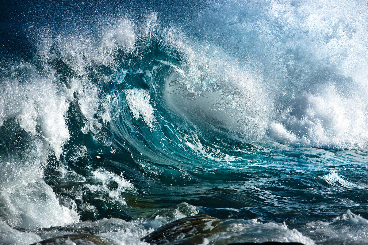 Wave Blue mural by Rebel Walls