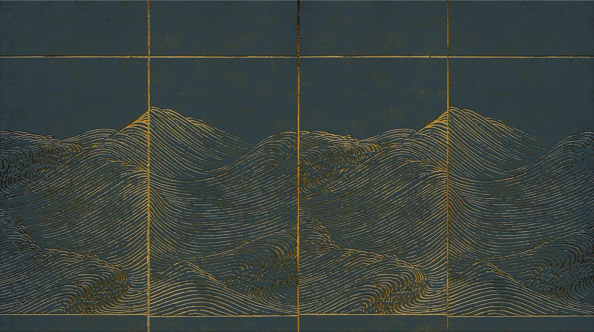 Waves mural by Coordonné in Dark Blue, flat pattern view