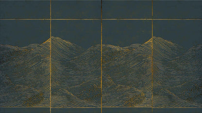 Waves mural by Coordonné in Dark Blue, flat pattern view