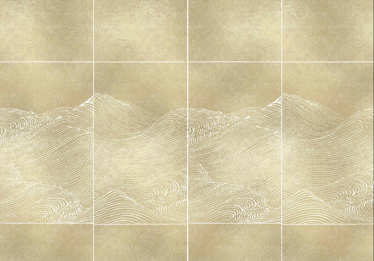 Waves mural by Coordonné in Extra Gold, flat pattern view